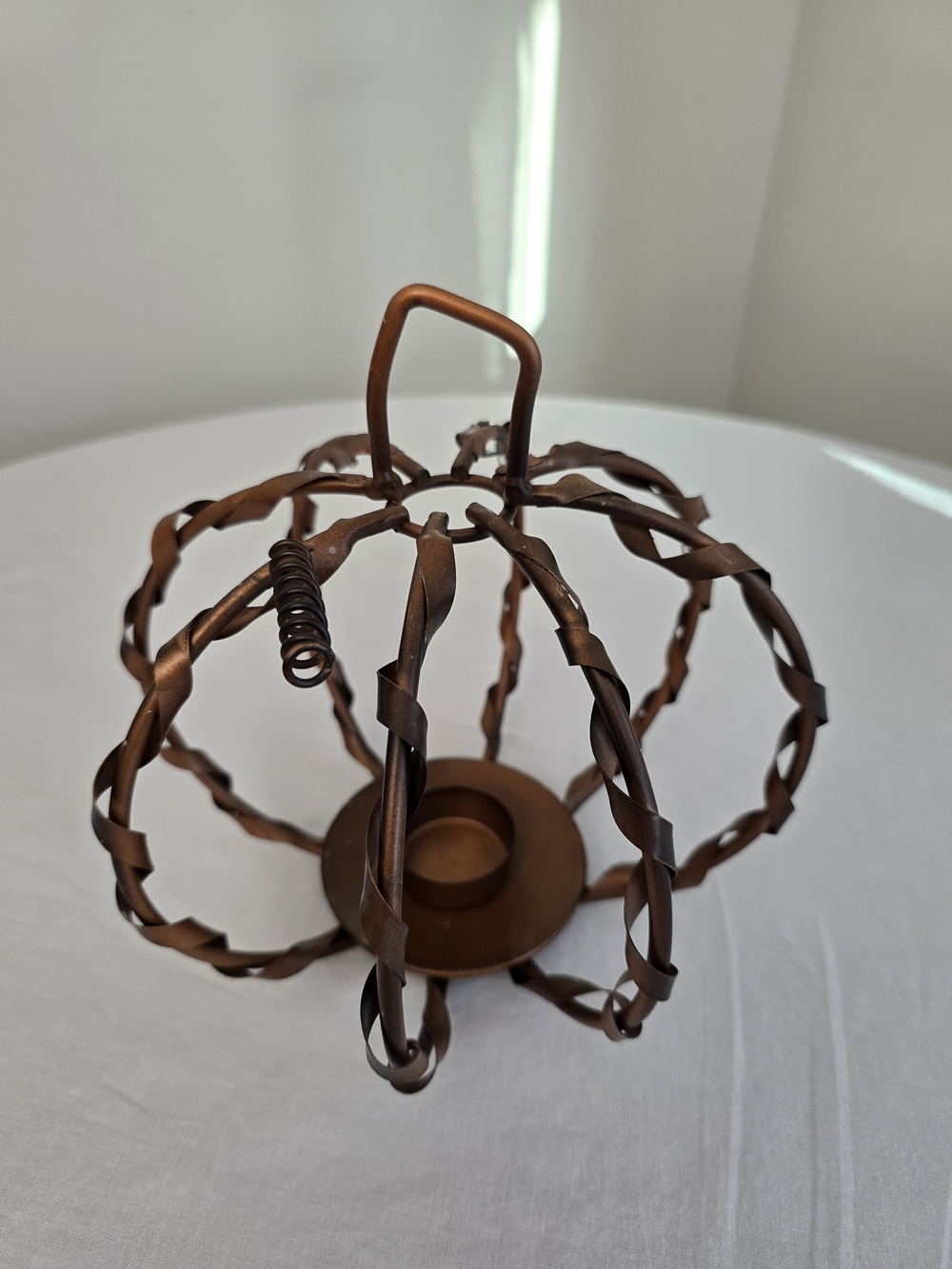 Bronze Metal Twist Pumpkin Fall Tealight Candle Holder 8x8